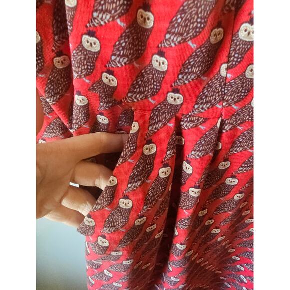 Boden Red Owl Print Dress - Picture 5 of 8